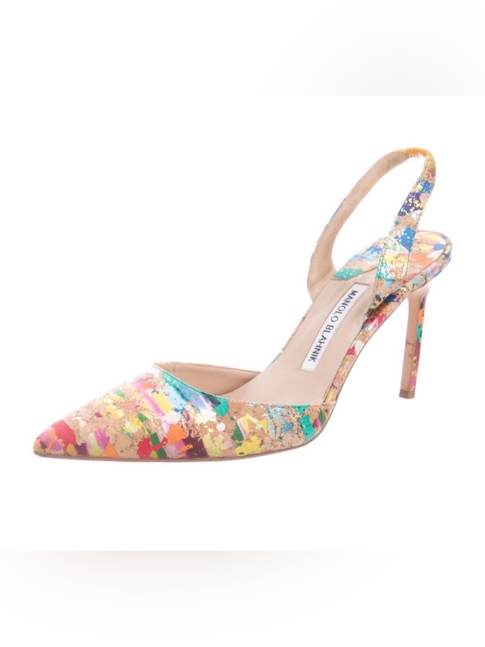 Manolo Blahnik Paint-Splatter Slingback Pump!